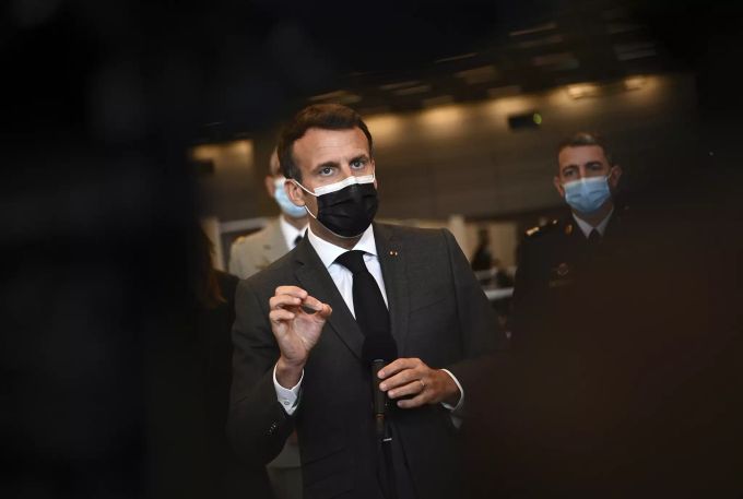 Frankreichs Präsident Emmanuel Macron bei einem Pressetermin. emmanuel macron