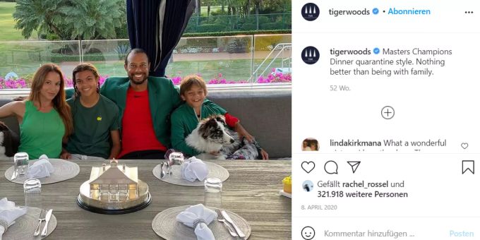 Tiger Woods mit seinen zwei Kindern Sam Alexis (2.v.l.) und Charlie Axel (r.). Tiger Woods