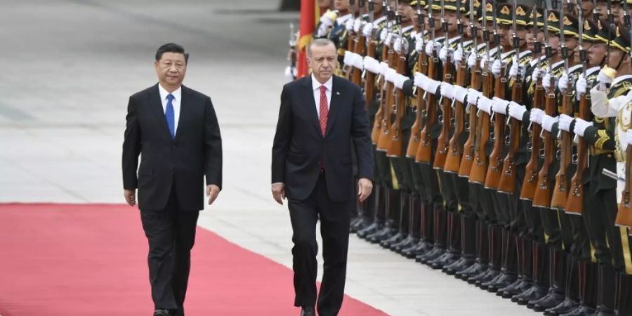 Xi und Erdogan schreiten in Peking die Ehrengarde ab