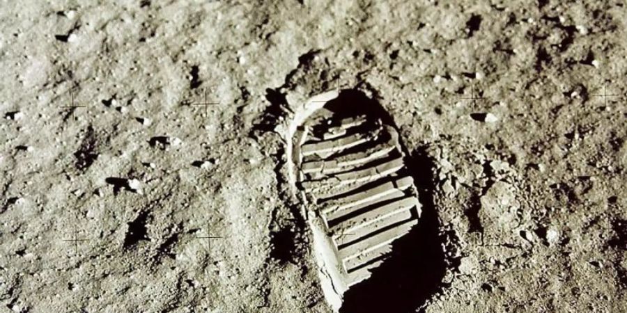 Ein Fussabdruck des US-amerikanischen Astronauten Edwin E. Aldrin auf dem Mond. Foto: Nasa