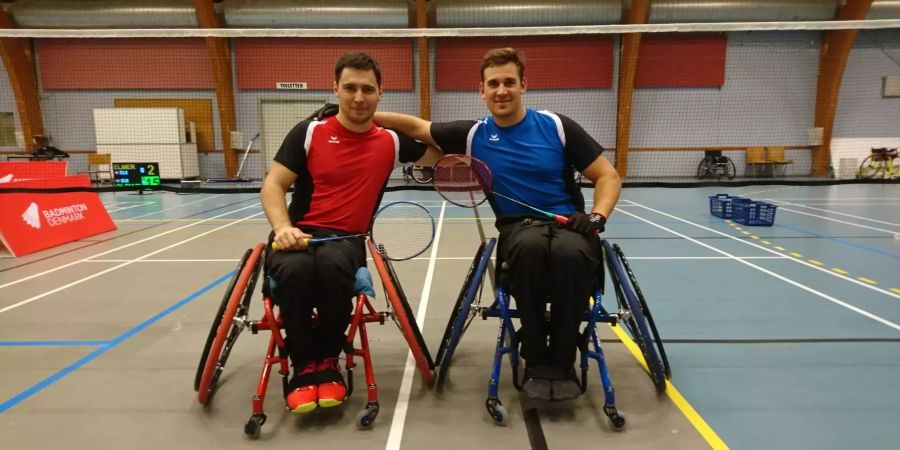 Marc Elmer (rechts) am Denmark Para-Badminton International erfolgreich.