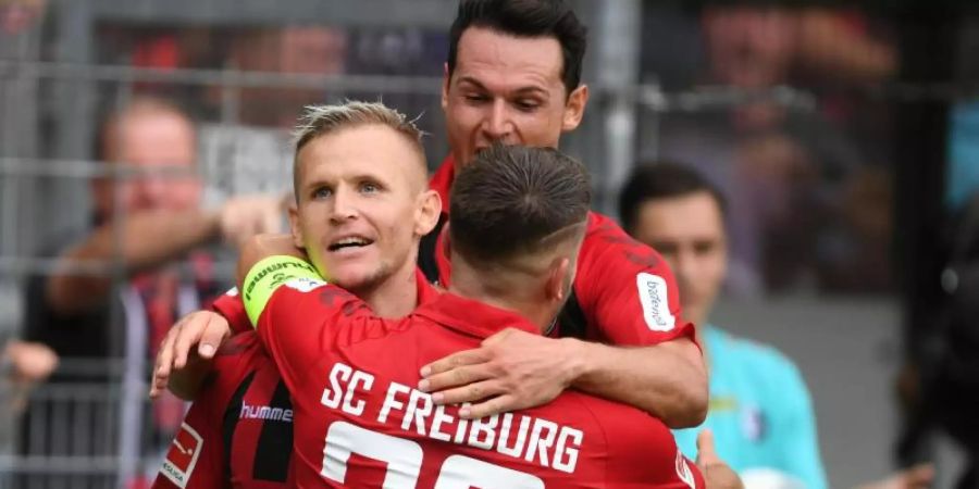 Der SC Freiburg feierte einen späten, aber klaren Heimsieg gegen den FSV Mainz 05. Foto: Patrick Seeger