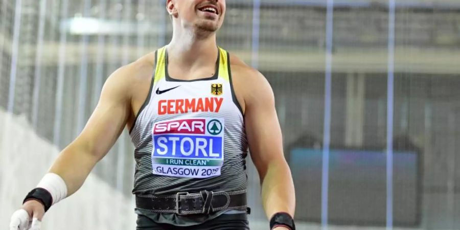 Kugelstosser David Storl hat bei den Hallen-Europameisterschaften der Leichtathleten in Glasgow den zweiten Platz erreicht. Foto: Jan Woitas