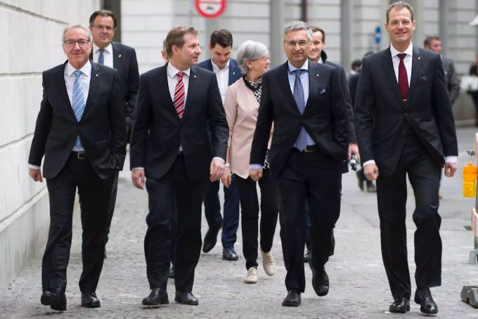 Vier der fünf Luzerner Regierungsräte, allesamt aus dem bürgerlichen Lager.
