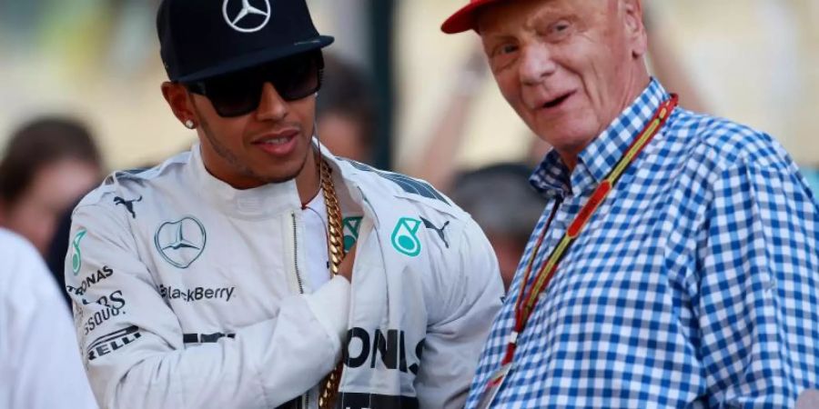 Lewis Hamilton (l) und Niki Lauda arbeiteten bei Mercedes eng zusammen. Foto: David Davies/Press Association Images