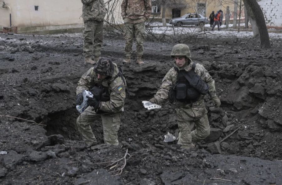 Ukrainische Soldaten in Kramatorsk in der Region Donezk.