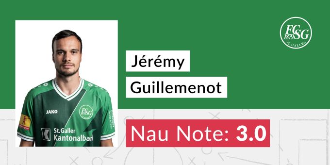 Die Note für Jérémy Guillemenot vom FC St. Gallen. Jérémy Guillemenot