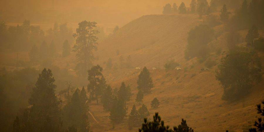 Die kanadische Provinz British Columbia ist durch heftige Waldbrände in dicken Rauch gehüllt.