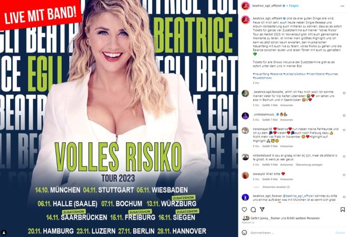 Beatrice Egli Fans sauer wegen Konzert Absage