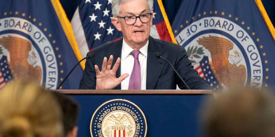 Jerome Powell, Vorsitzender der US-Notenbank Fed, während einer Pressekonferenz in Washington.