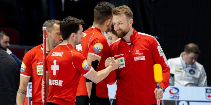 Die Schweizer Curler holen an der WM Bronze. Curling WM Schweiz
