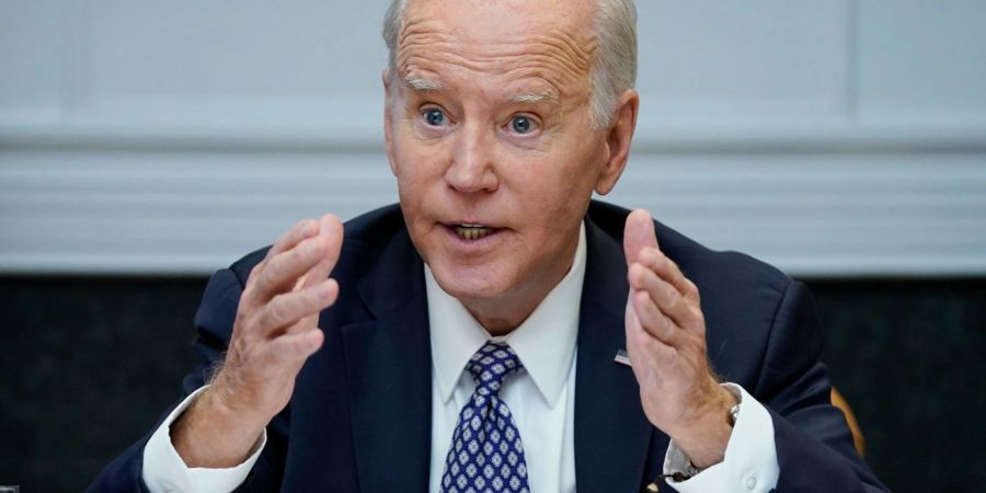 US-Präsident Joe Biden bei einem Treffens im Roosevelt Room des Weissen Hauses.