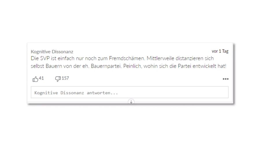 Die SVP sei «zum Fremdschämen», so dieser Leser.