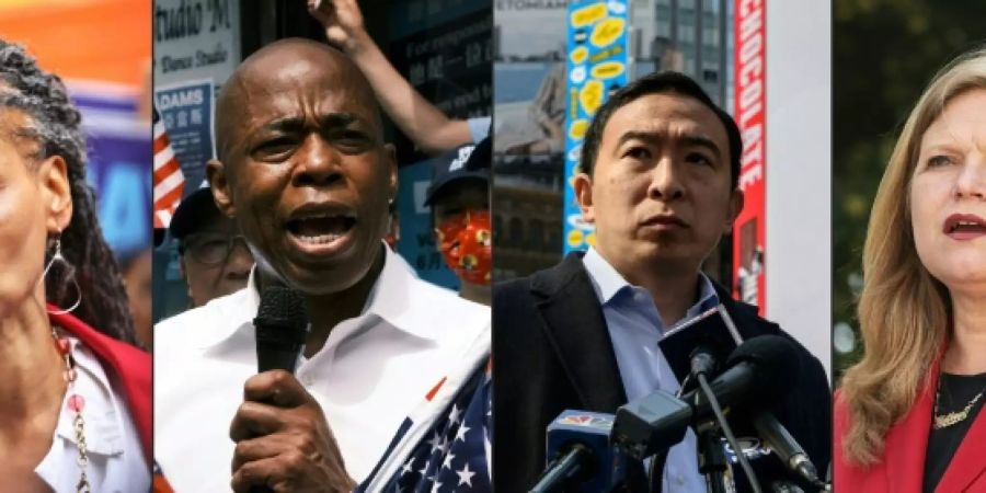 Demokratische Bewerber Wiley, Adams, Yang und Garcia (v.l.)
