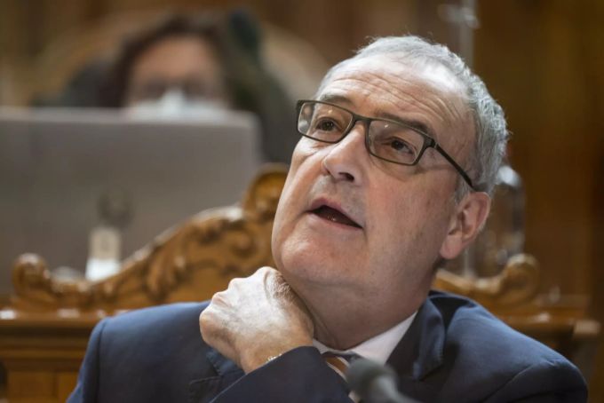 Bundesratspräsident Guy Parmelin spricht zur Kleinen Kammer an der Sommersession der Eidgenössischen Räte, am Donnerstag, 3. Juni 2021 im Ständerat Bern. Parmelin Ständerat