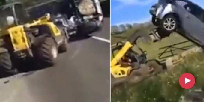 Im Video - Wütender Bauer räumt Falschparker mit Traktor weg