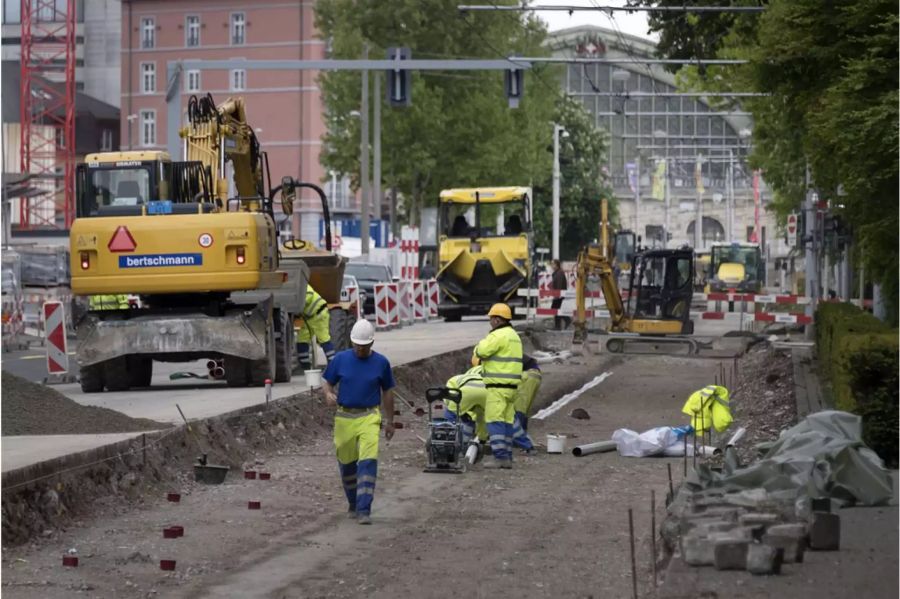 Baustelle der BVB in Basel im Mai 2017 - Keystone