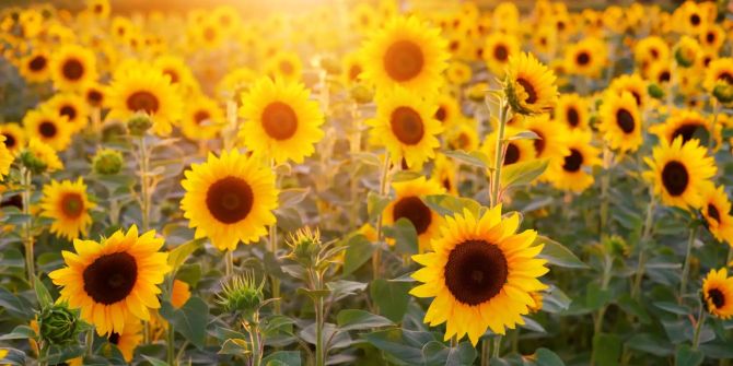 Ein Feld mit Sonnenblumen