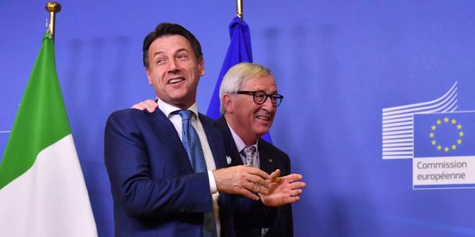 Jean-Claude Juncker und Giuseppe Conte im EU-Hauptquartier.