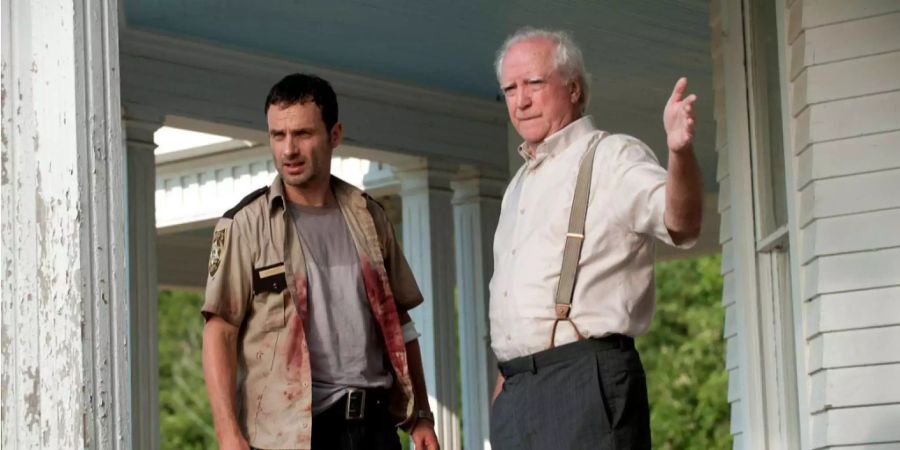 Scott Wilson (rechts) und Andrew Lincoln während eines Drehs für die Serie «The Walking Dead».