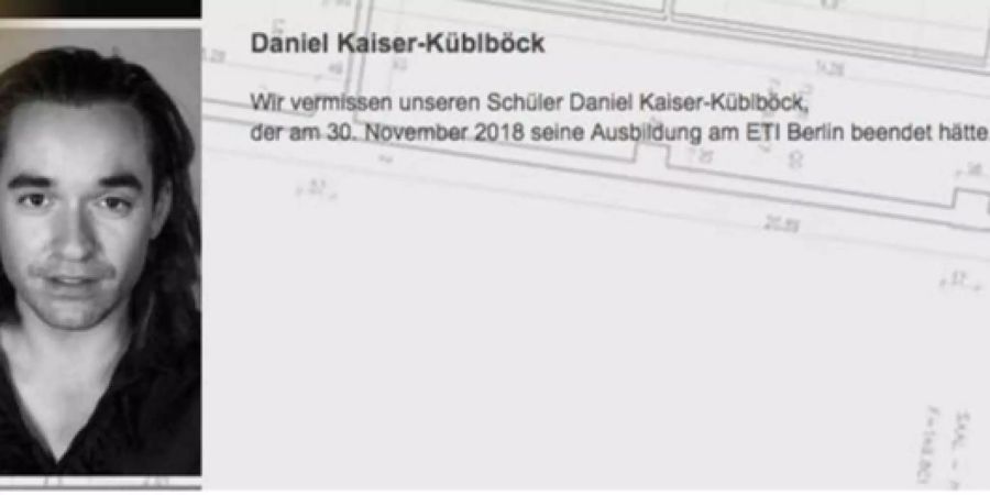 Die Schauspielschule in Berlin gedenkt auf ihrer Internetseie des vermissten Daniel Küblböck.