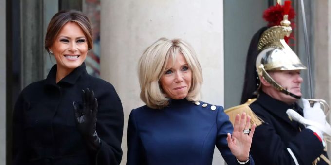 Am Élyséepalast - Melania Trump von Brigitte Macron empfangen