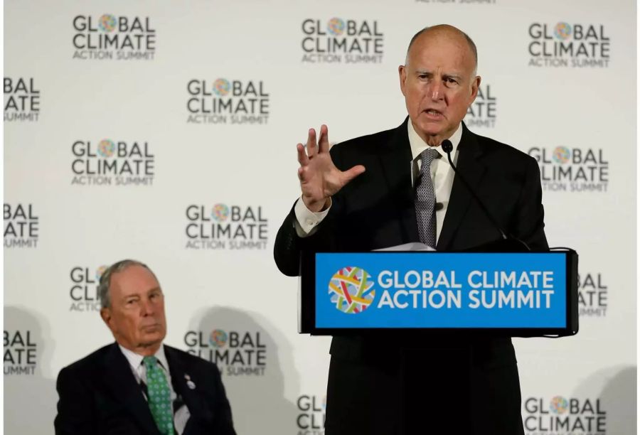 Jerry Brown spricht auf einer Pressekonferenz im Rahmen des «Global Climate Action»-Gipfels.