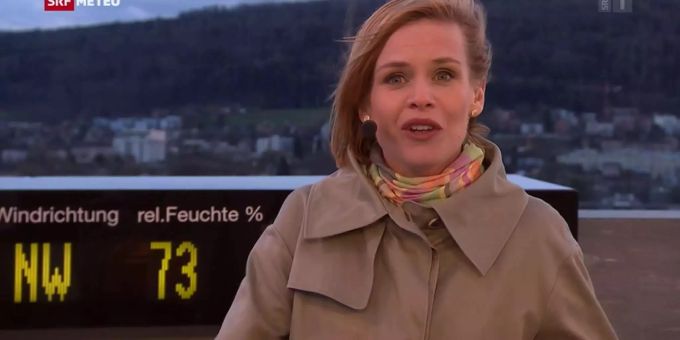 Sandra Boner am 5. April bei SRF-«Meteo». Sandra Boner am 5. April bei SRF-«Meteo».