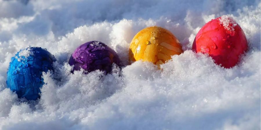 Der Osterhase muss in diesem Jahr durch den Schnee hoppeln, wenn er die Eier versteckt.