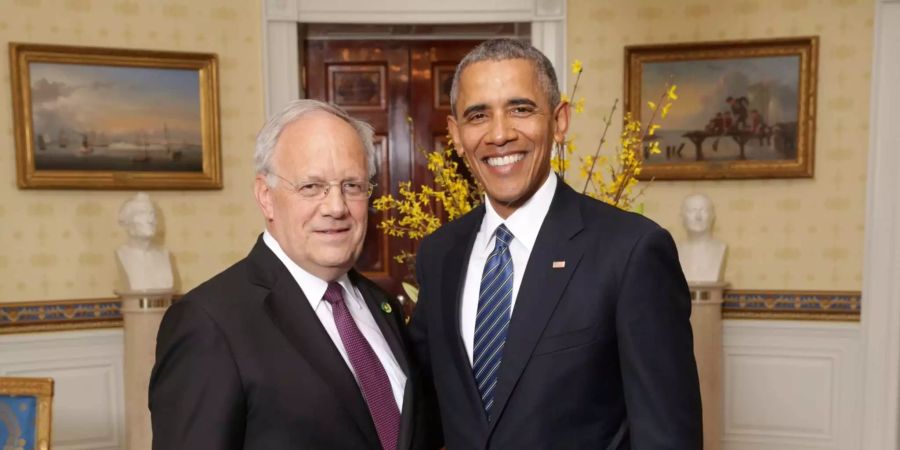 Kennen einander, aber aus unterschiedlichen Gründen: Barack Obama hatte beim Anblick von Johann Schneider-Ammann sofort ein Lächeln auf dem Gesicht.