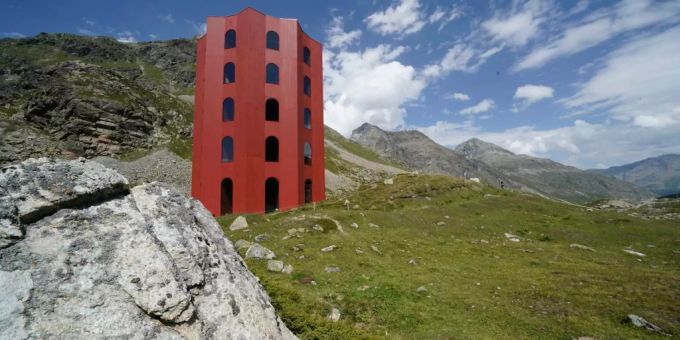 Der Theaterturm auf dem Julierpass. julierpass