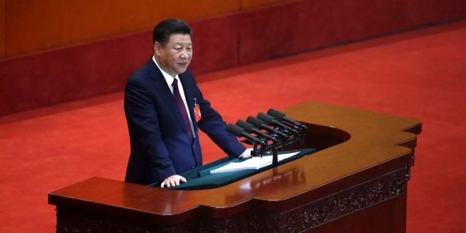 Xi Jingping bei seiner Rede vor dem Parteikongress. (Archivbild) Xi Jingping China