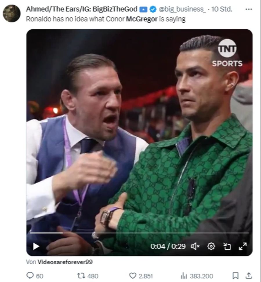 «Ronaldo hat keine Ahnung, was McGregor erzählt»