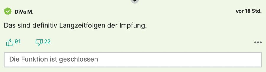 «DiVa M.» ist davon überzeugt, dass die Nebenwirkungen Folgen der Impfung sind.