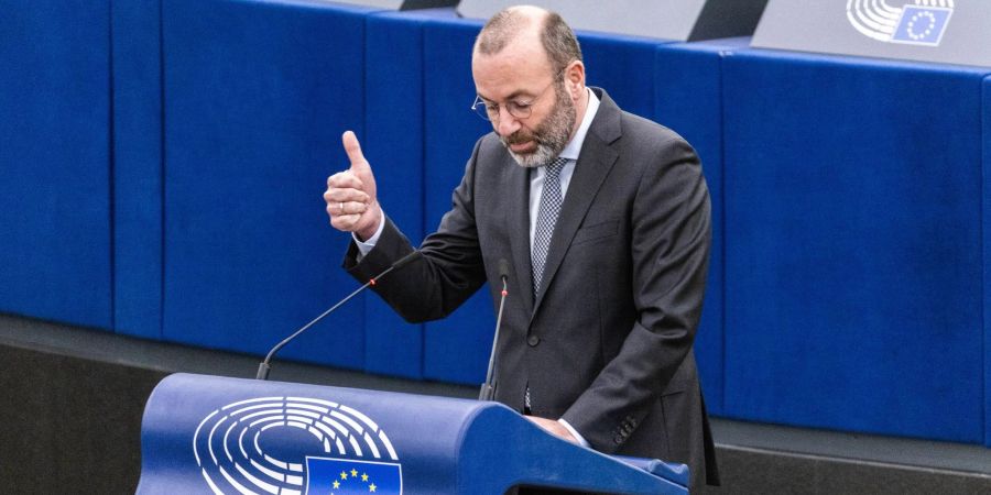 EVP-Politiker Manfred Weber (CSU) spricht im Europäischen Parlament.