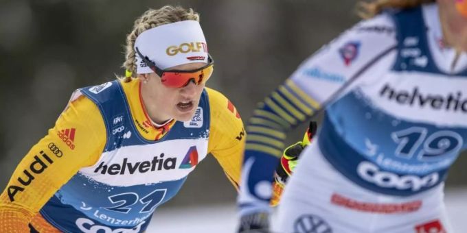Victoria Carl lief auch beim Weltcup in der Schweiz hinterher. Foto: Urs Flueeler/KEYSTONE/dpa Victoria Carl lief auch beim Weltcup in der Schweiz hinterher. Foto: Urs Flueeler/KEYSTONE/dpa