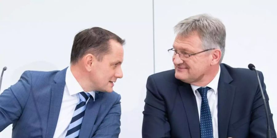 Die neue AfD-Führung: Jörg Meuthen (r.) und Tino Chrupalla, der Alexander Gauland ablöst. Foto: Sina Schuldt/dpa