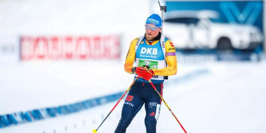 Erik Lesser kommt in Östersund ins Ziel. Foto: Johan Axelsson/Bildbyran via ZUMA Press/dpa