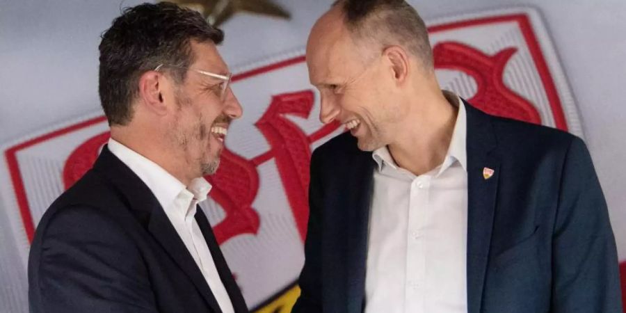 Präsidentschaftskandidaten beim VfB Stuttgart: Christian Riethmüller (r) und Claus Vogt. Foto: Marijan Murat/dpa