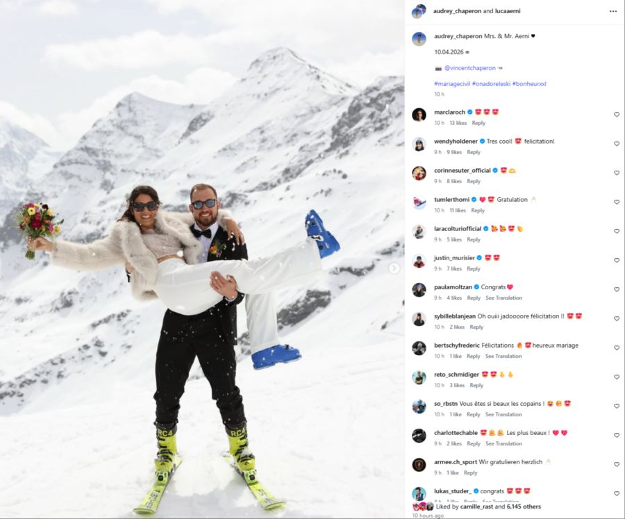 Luca Aerni hat seine langjährige Partnerin Audrey geheiratet.