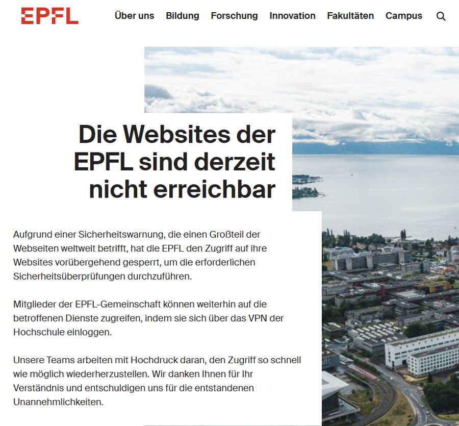 Gleiches gilt für die Seite der ETH Lausanne.