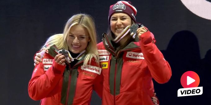 Team-Kombi-Zweite - Hier jubeln Gut-Behrami und Holdener über WM-Silber