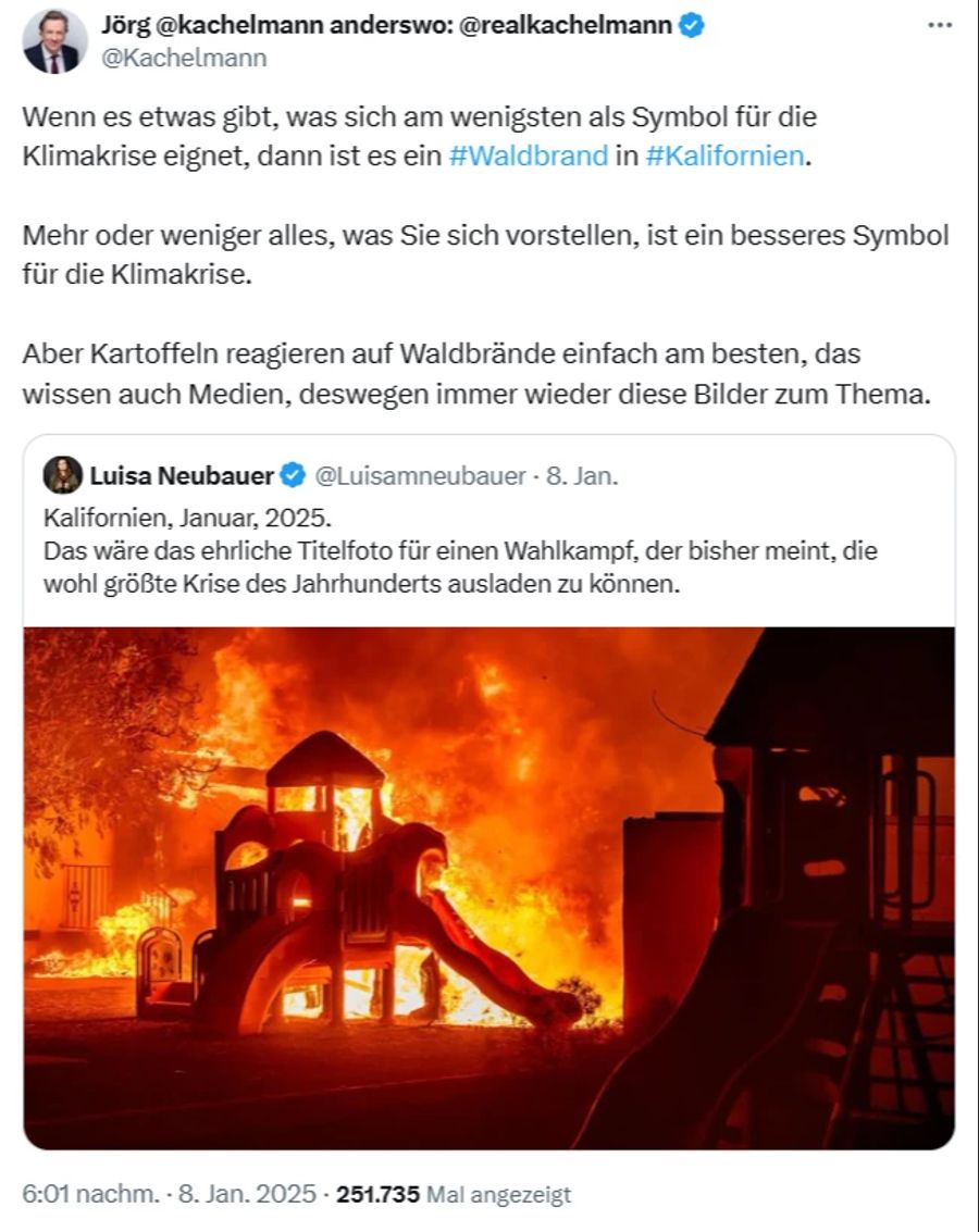 Jörg Kachelmann kontert einen Post von Klimaaktivistin Luisa Neubauer.