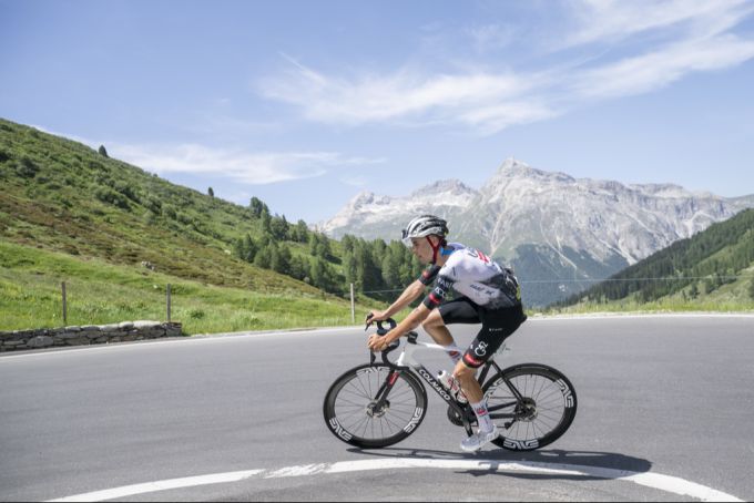 Jan Christen beim Anstieg auf den Splügenpass an der Tour de Suisse. Tour de Suisse