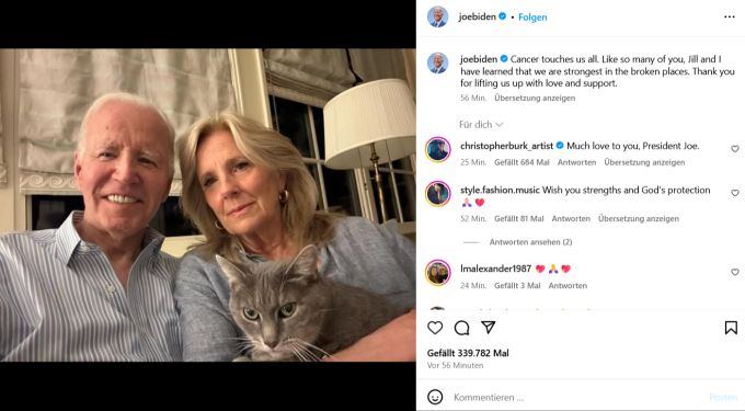 Joe Biden lässt sich auch vom Krebs nicht sein Lachen nehmen. biden
