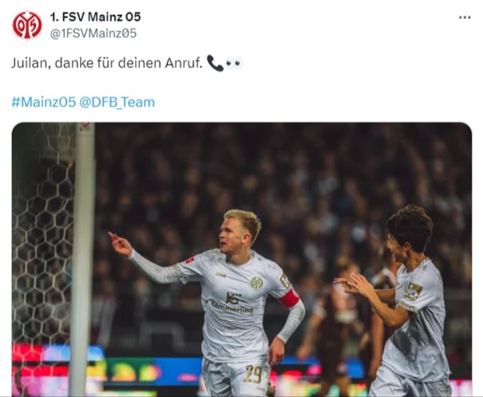 Diesen Post setzte Mainz ab, bevor Jonathan Burkardt für die DFB-Elf nachnominiert wurde. Mainz