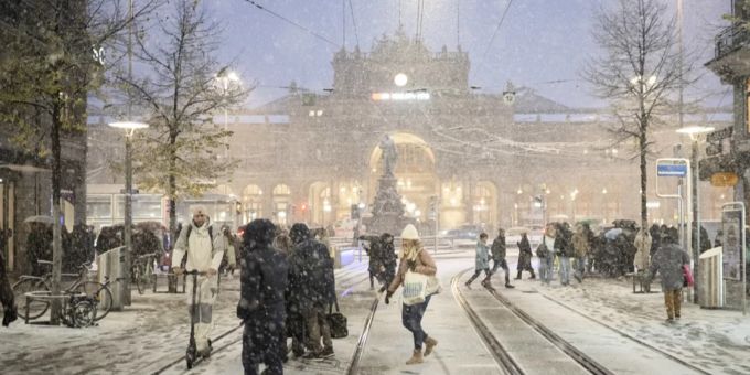 Schneefall Flachland