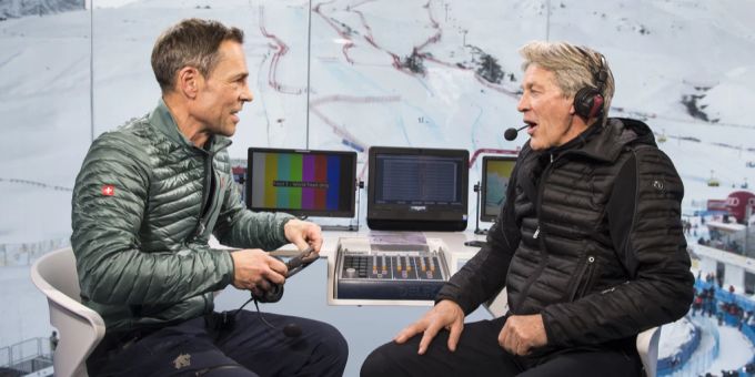 Bernhard Russi kommentierte 31 Jahre lang an der Seite von Matthias Hüppi Ski-Rennen auf SRF. Bernhard Russi Matthias Hüppi