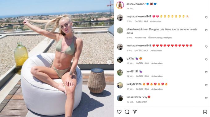 Alisha Lehmann hat auf Instagram fast 17 Millionen Follower. Alisha Lehmann