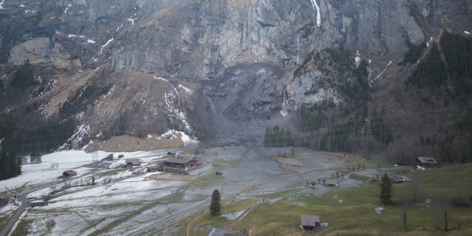 Bereits im Februar 2023 war der Dorfrand von Kandersteg von einem Felssturz betroffen, Felssturz Kandersteg